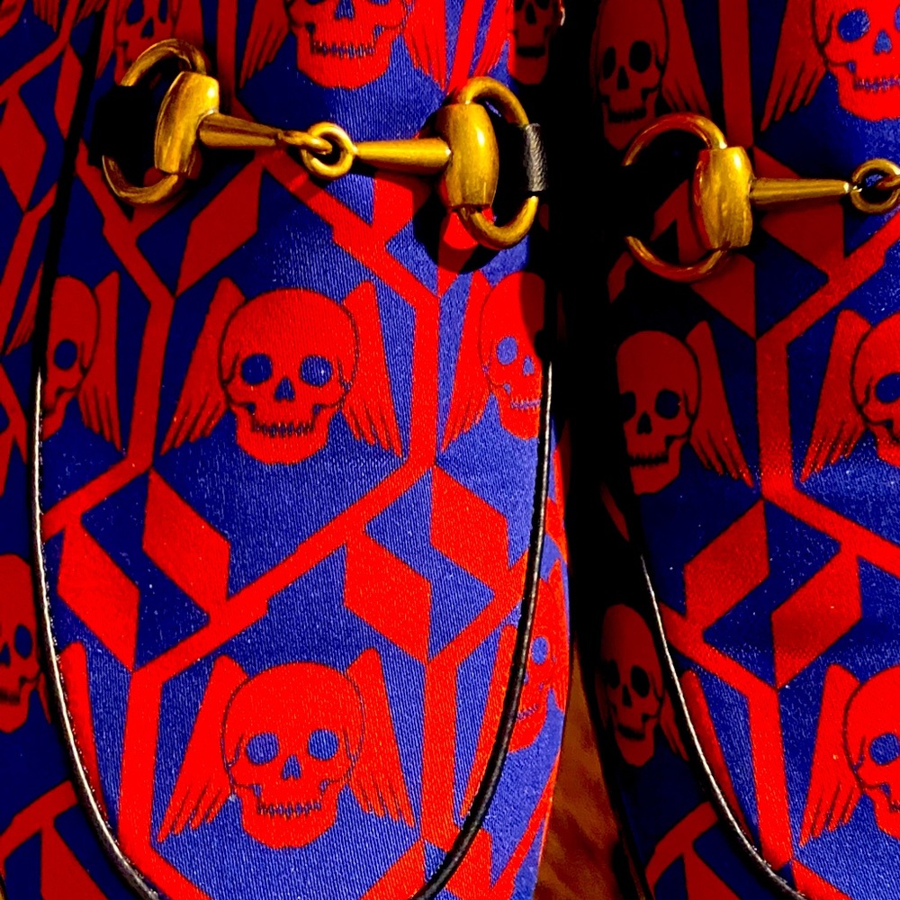 Skull blue and res Gucci Loafers. Never worn.
